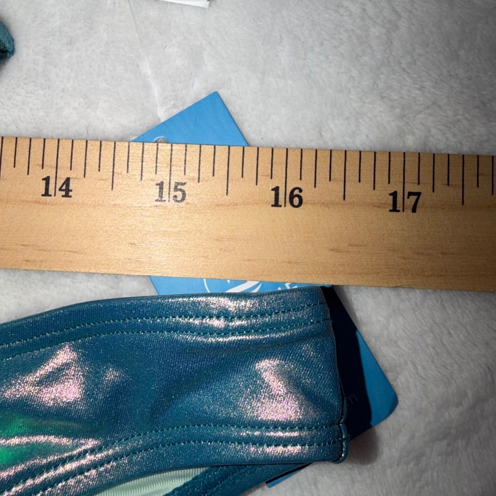 Cupshe Womens Holographic Iridescent Bikini Set Blue Teal Metallic Padded M NEW - Picture 7 of 9